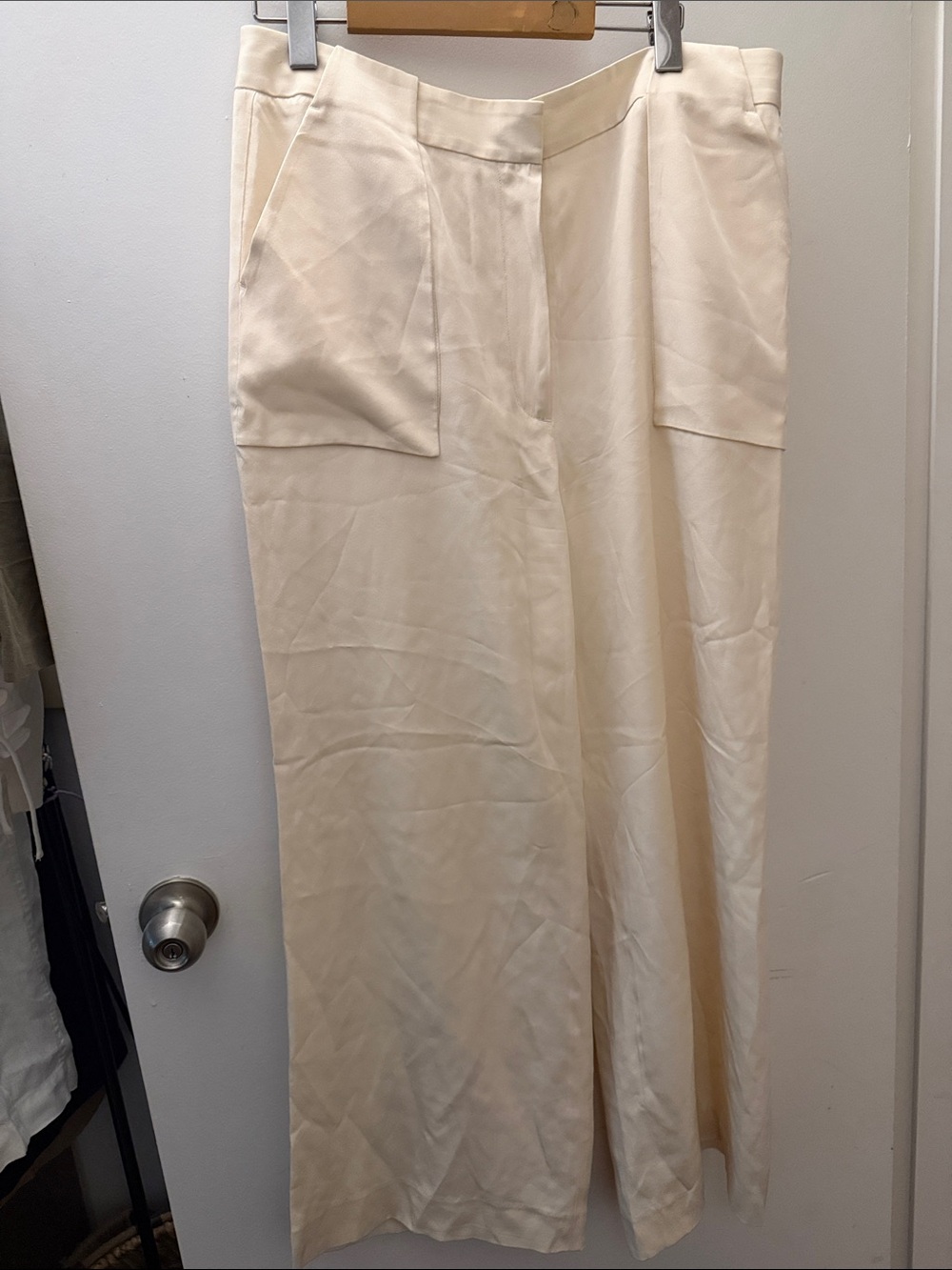 3.1 Phillip Lim Ivory High-Waist Trousers with Hook Closure